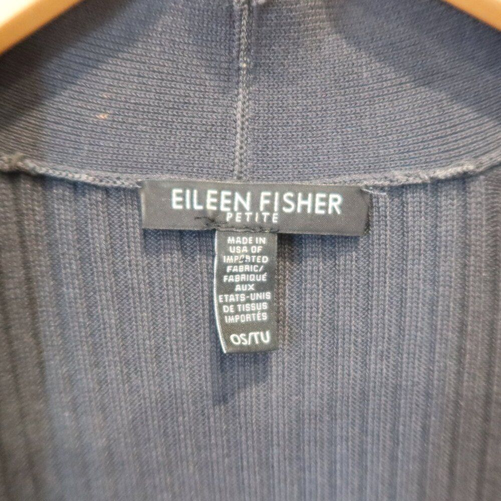 EILEEN FISHER tencel duster cardigan ribbed open front lagenlook OS sleeveless - Picture 10 of 10